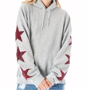 LF/Carmar Denim Oversized Red Star Patch Hoodie